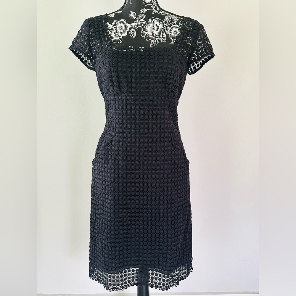Milly black eyelet crocheted summer dress